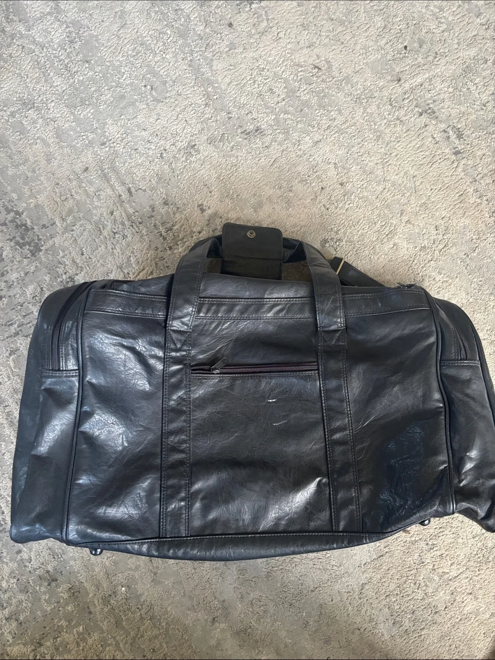 VINTAGE 90s NRA Black Leather Weekender Duffel Bag RARE